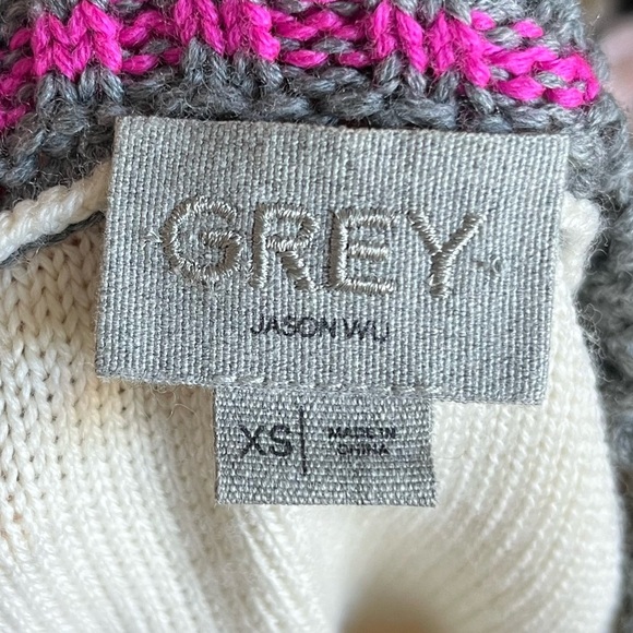 GREY JASON WU 100% Wool Colorblock Puff Sleeved Knit Sweater - Size XS - Picture 12 of 12